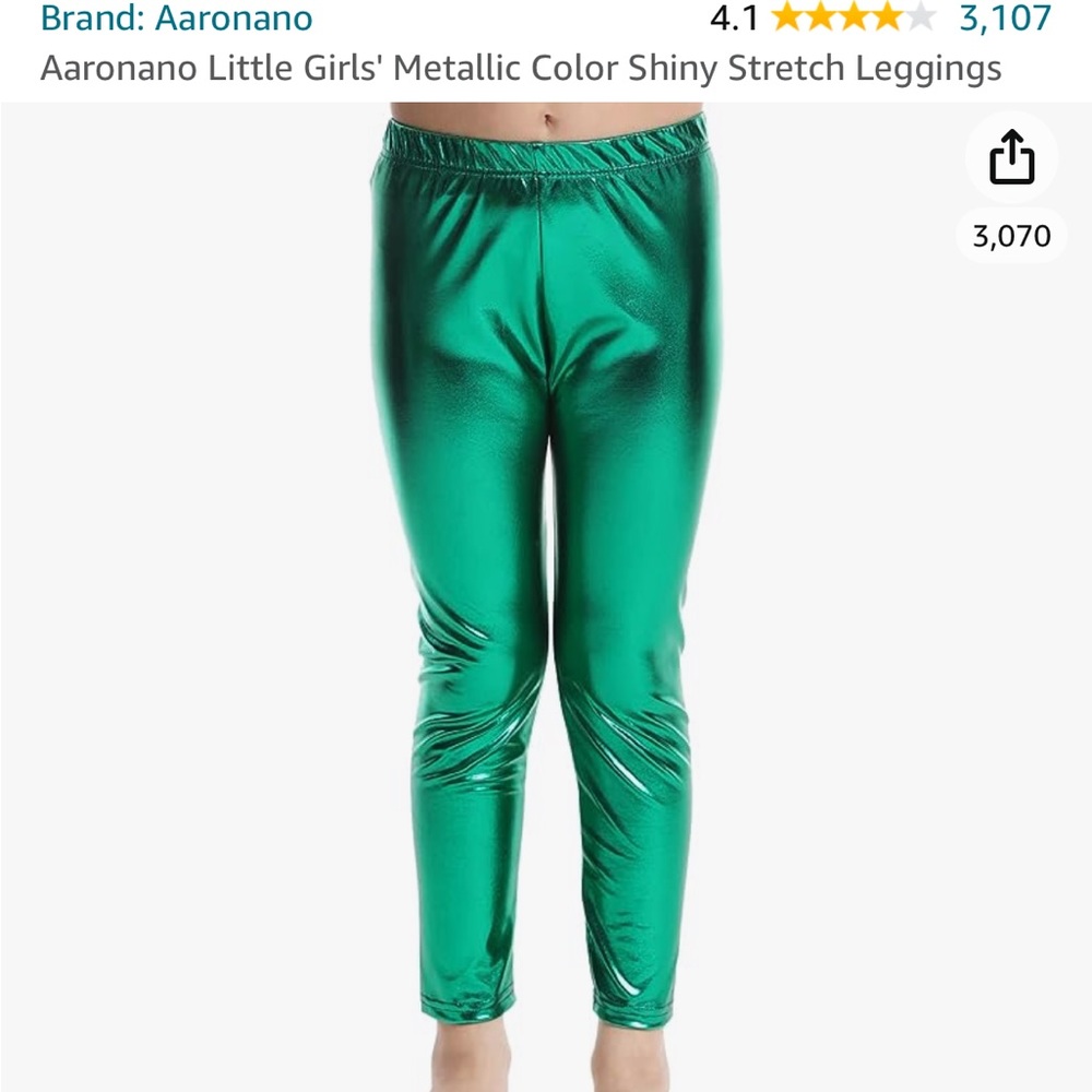 Little Girls' Metallic Color Shiny Stretch Leggings